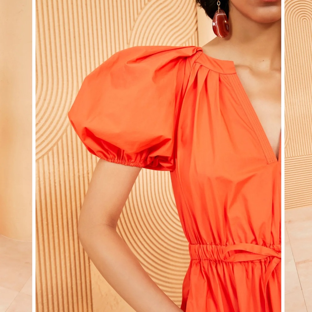 Ulla Johnson Vibrant Orange Midi Dress - image 3